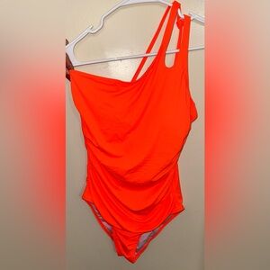 Vibrant Orange One-Shoulder Swimsuit size L